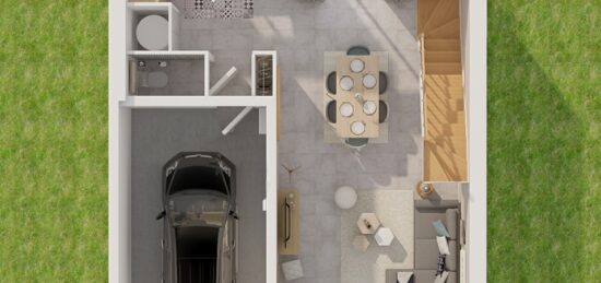 Plan de maison Surface terrain 82 m2 - 4 pièces - 3  chambres -  avec garage 