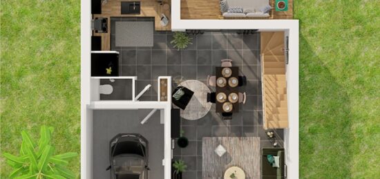Plan de maison Surface terrain 96 m2 - 5 pièces - 4  chambres -  avec garage 