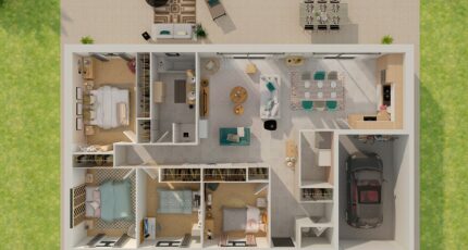 Plain-pied GI 4 ch _ 2 x SUITES PARENTALES 32189-4586modele620210611sKBRN.jpeg - Maisons de Manon