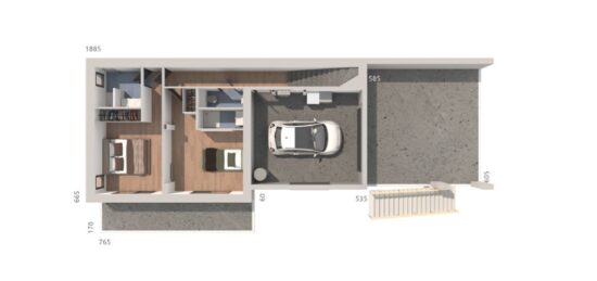 Plan de maison Surface terrain 85 m2 - 3 pièces - 2  chambres -  avec garage 