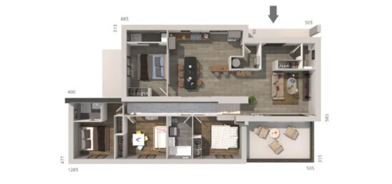 Plan de maison Surface terrain 110 m2 - 4 pièces - 3  chambres -  sans garage 